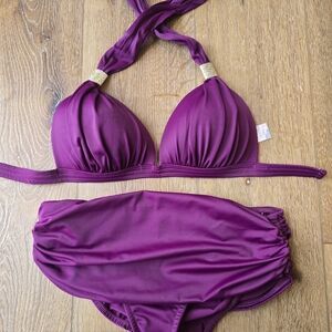 VENUS Plum Goddess Push Up Halter Size C. Venus Fold Over Bottoms Size 8